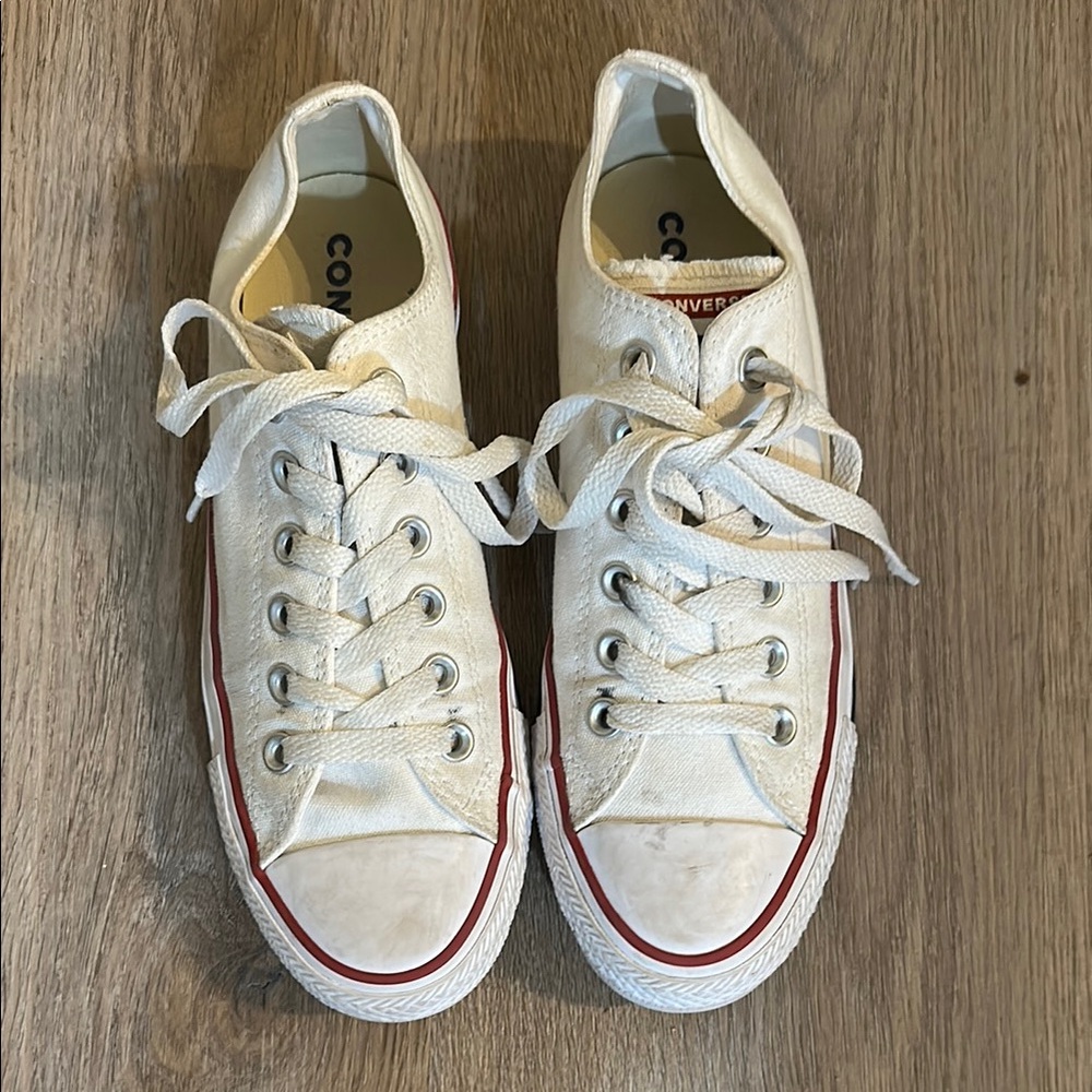 Converse Cream Sneakers with Red Accents